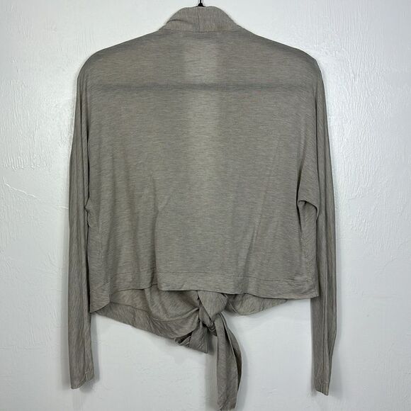All Saints Long Sleeve Tie Front Cardigan Cover Up In Greige Size M - Picture 5 of 9